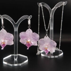 Pack Orquídea Rosa – Collar y Pendientes