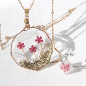 Pack Flor Rosa - Collar y Anillo